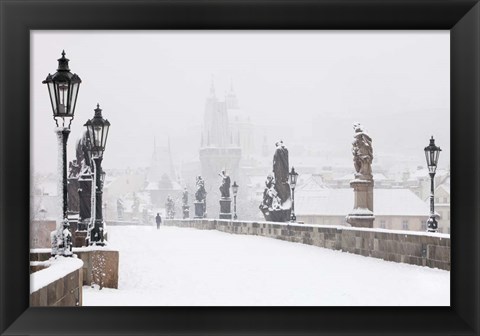 Framed Charles Bridge in Winter, Prague Print