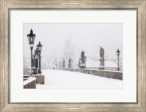 Framed Charles Bridge in Winter, Prague Print