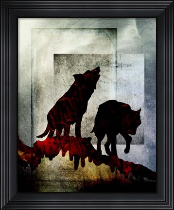 Framed Pair Of Wolves Print