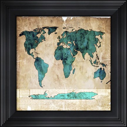 Framed Sea Map I Print