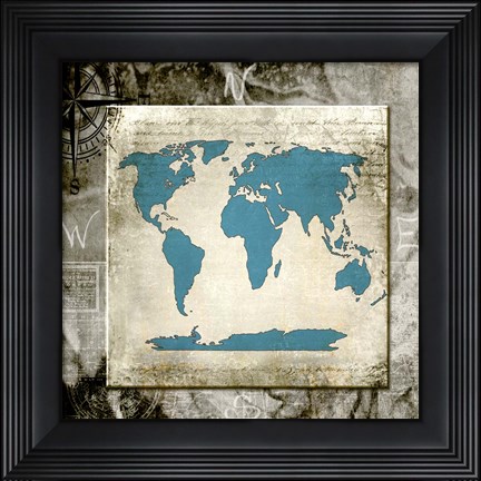 Framed Sea Map II Print