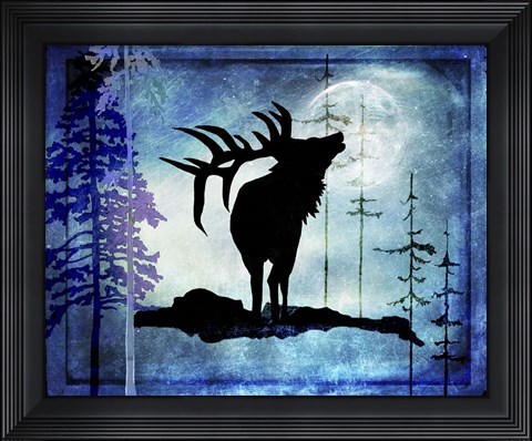 Framed Midnight Elk Print
