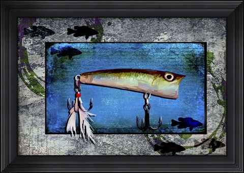 Framed Fishing - Bass Lure Poppy Print