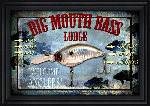 Framed Fishing - Big Mouth Lodge Print