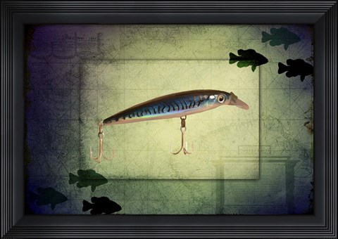 Framed Fishing - Deep Blue Print