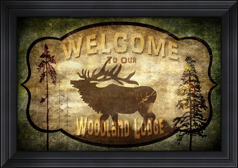 Framed Welcome - Lodge Elk Print