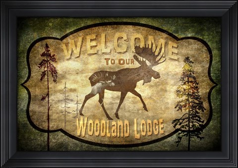Framed Welcome - Lodge Moose Print