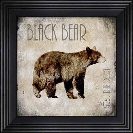 Framed Moose Lodge 2 - Black Bear Print
