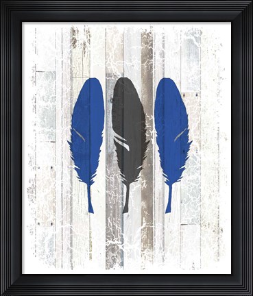 Framed Blue Moose - Feathers Print