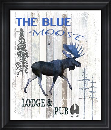 Framed Blue Moose Print