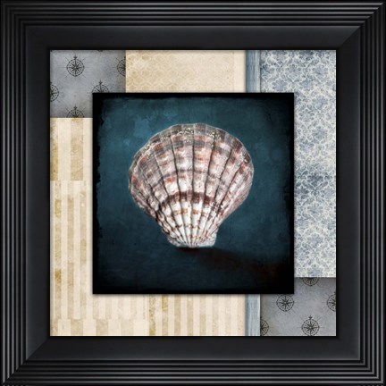 Framed Blue Sea Clam Shell 2 Print