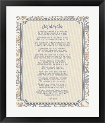 Framed Desiderata Floral Frame Beige Print