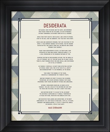 Framed Desiderata Triangle Pattern Frame Blue Print