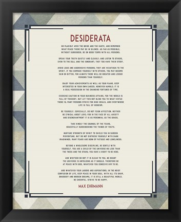 Framed Desiderata Triangle Pattern Frame Blue Print