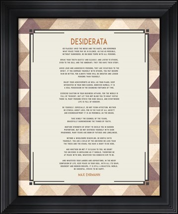 Framed Desiderata Triangle Pattern Frame Beige Print