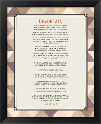 Framed Desiderata Triangle Pattern Frame Beige Print