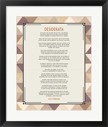 Framed Desiderata Triangle Pattern Frame Beige Print