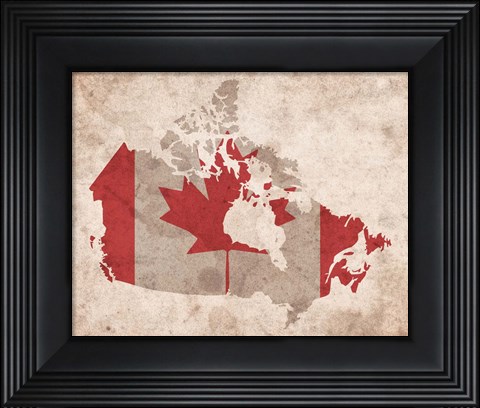 Framed Map with Flag Overlay Canada Print