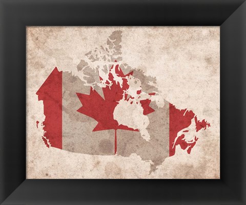 Framed Map with Flag Overlay Canada Print