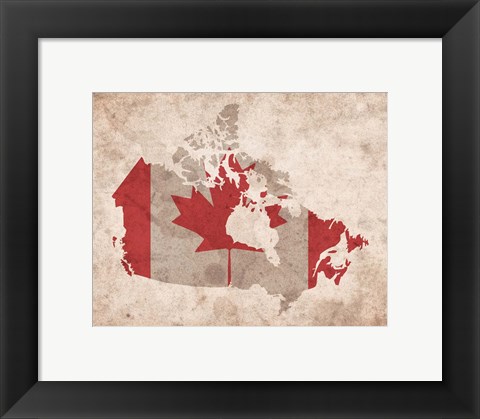 Framed Map with Flag Overlay Canada Print