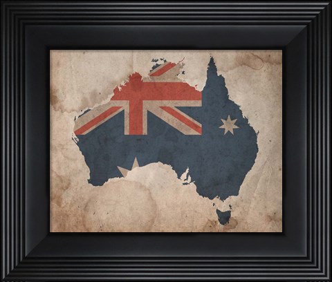 Framed Map with Flag Overlay Australia Print