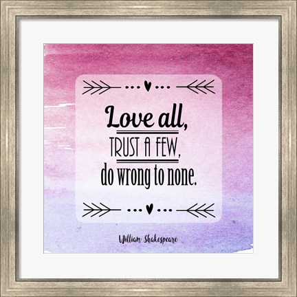 Framed Love All, Trust a Few Magenta Ombre Print