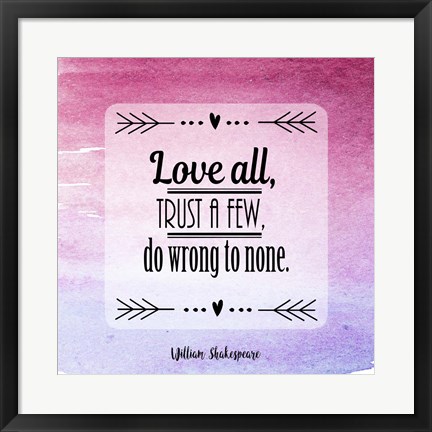 Framed Love All, Trust a Few Magenta Ombre Print