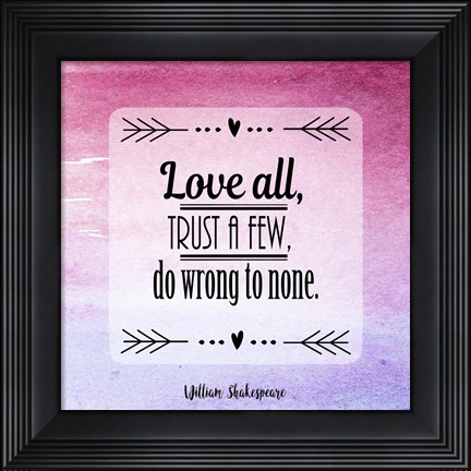 Framed Love All, Trust a Few Magenta Ombre Print
