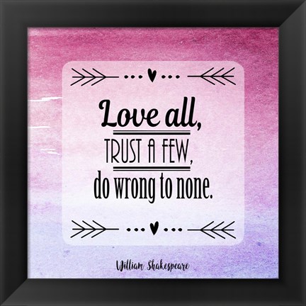 Framed Love All, Trust a Few Magenta Ombre Print