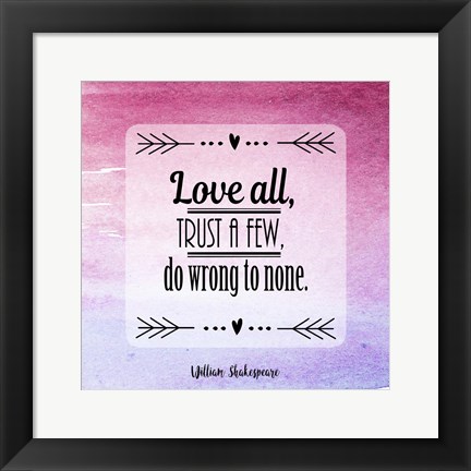 Framed Love All, Trust a Few Magenta Ombre Print