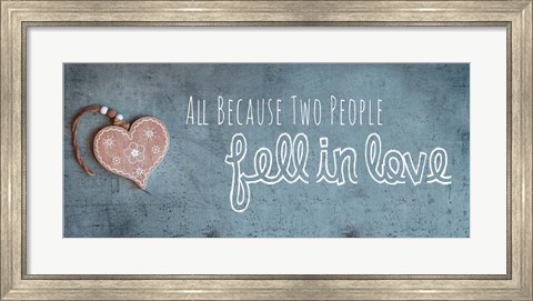 Framed Two People Fell in Love Wood Pendant Print