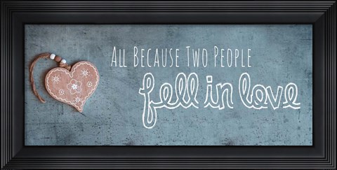Framed Two People Fell in Love Wood Pendant Print