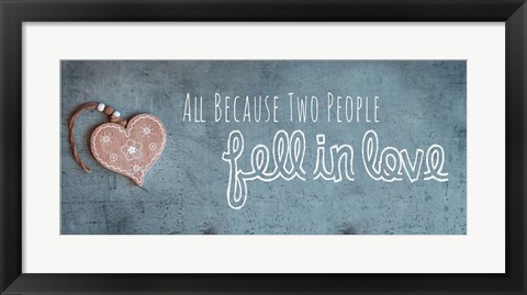 Framed Two People Fell in Love Wood Pendant Print