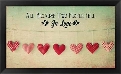 Framed Two People Fell in Love Cotton Hearts Print