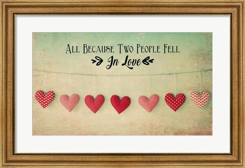 Framed Two People Fell in Love Cotton Hearts Print