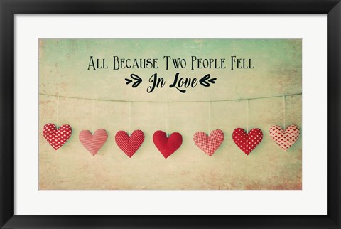 Framed Two People Fell in Love Cotton Hearts Print