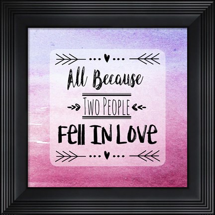 Framed Two People Fell in Love Magenta Ombre Print