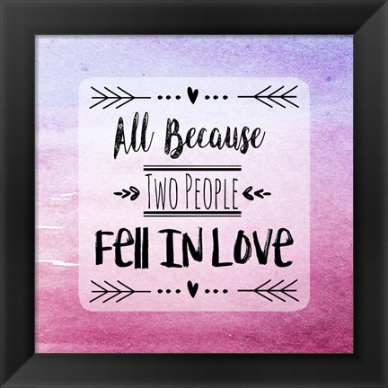 Framed Two People Fell in Love Magenta Ombre Print