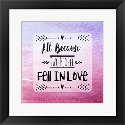 Framed Two People Fell in Love Magenta Ombre Print