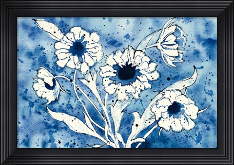 Framed Batik Flowers Crop Print