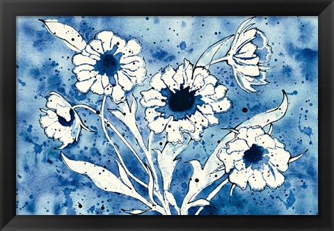 Framed Batik Flowers Crop Print