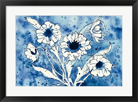 Framed Batik Flowers Crop Print