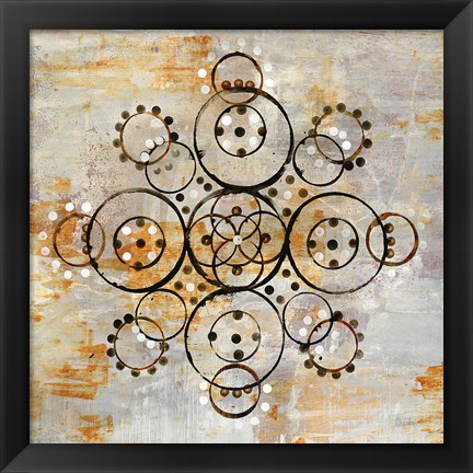 Framed Saffron Mandala I Crop Print
