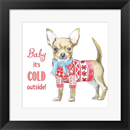 Framed Glamour Pups Christmas I Print