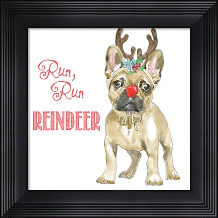 Framed Glamour Pups Christmas V Print