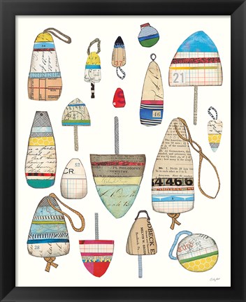 Framed Lobster Buoys on White Print