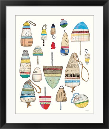 Framed Lobster Buoys on White Print