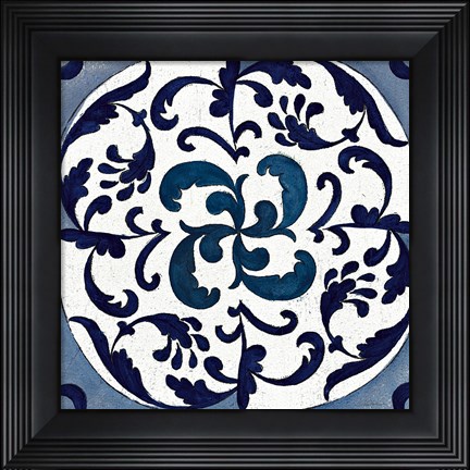 Framed Coast Lines I Indigo and Cream Print