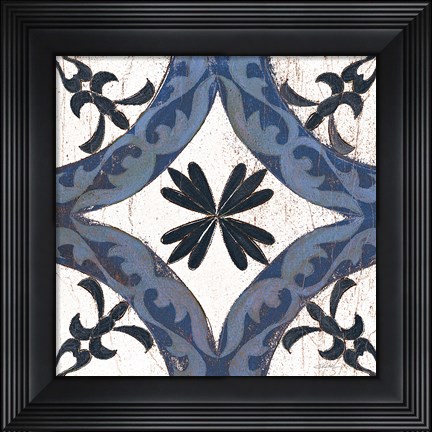 Framed Downtown I Indigo and Cream Print