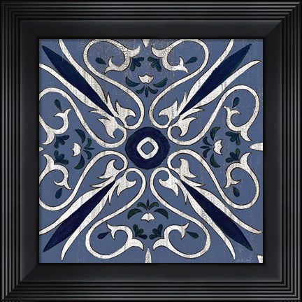 Framed Oxford I Indigo and Cream Print